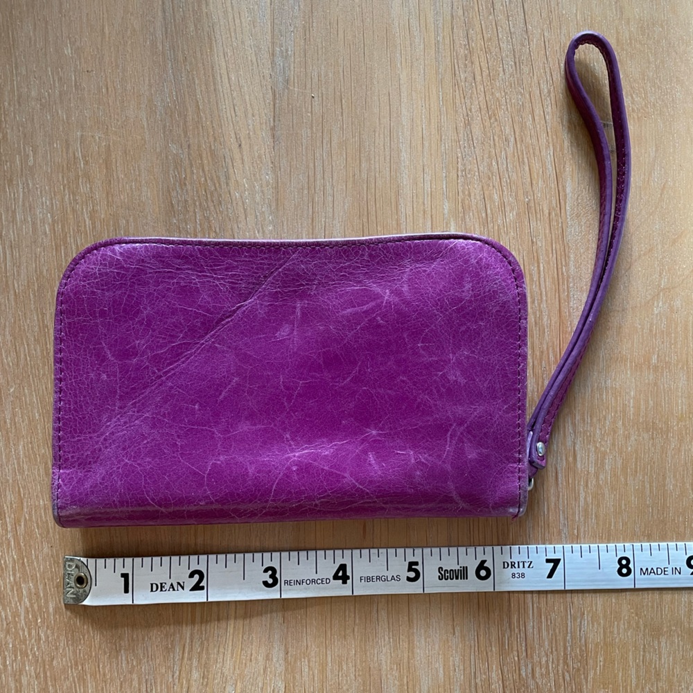 Hobo zip around wristlet in Eggplant purple leather